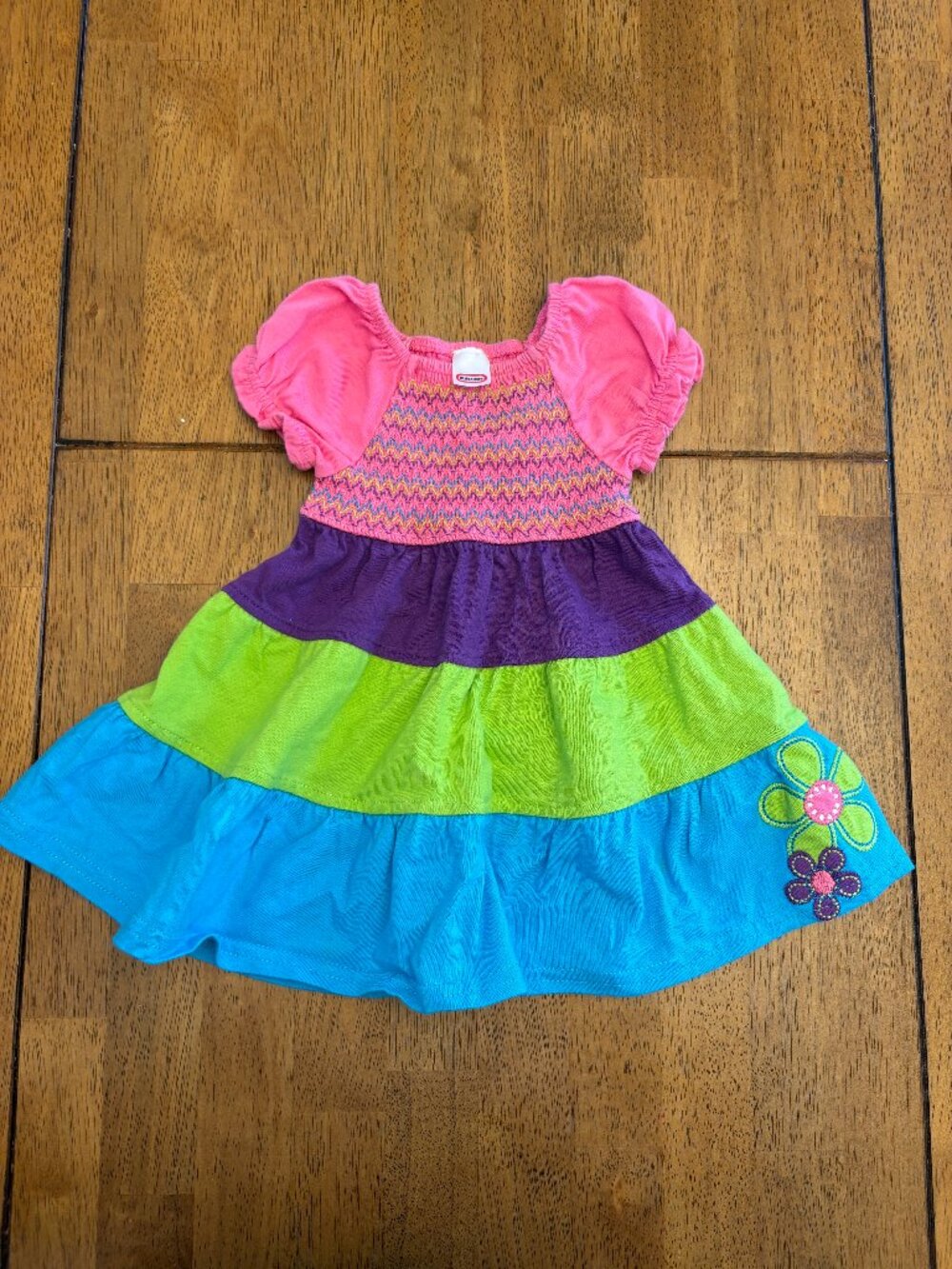 Y2K Fisher Price Girls Baby Dress Colourful Tired Size 3-6 months Cotton Flower